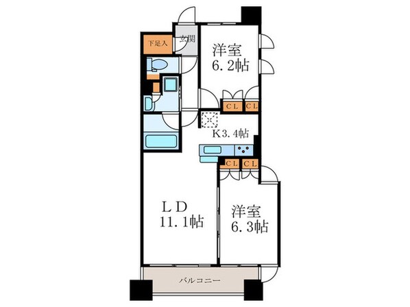 ｻﾞ･京都ﾚｼﾞﾃﾞﾝｽ四条河原町(1010)の物件間取画像